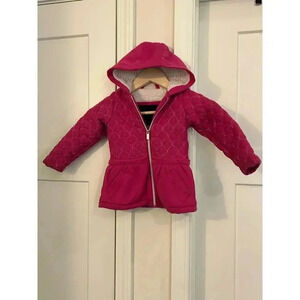 UNLIMITED TOO parka girls pink fleece lined scalloped stitching size 2T
